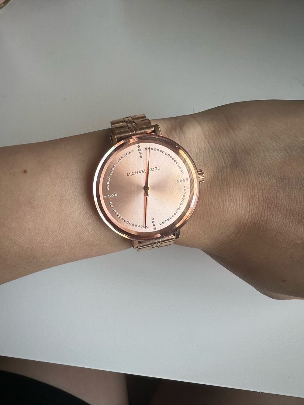 Michael Kors Rose Gold-tone Crystal Accent Bracelet Watch